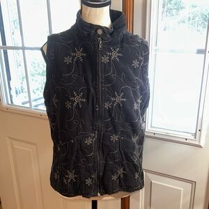 Woolrich Charcoal Floral Embroidered Vest